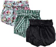 top-rated toddler girls' cotton shorts bloomers with bowknot - set of 3 solid color options logo