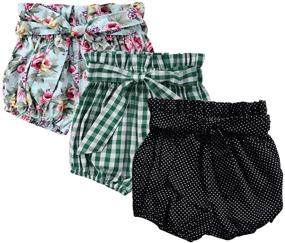 img 4 attached to Top-rated Toddler Girls' Cotton Shorts Bloomers with Bowknot - Set of 3 Solid Color Options