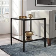 🧿 henn & hart side table with blackened bronze finish, black, 22-inch height x 20-inch length x 20-inch width logo