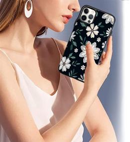 img 3 attached to Crosspace Premium Leather iPhone 13 Case, Flowers Card Holder Wallet Case for Women 🌺 and Girls - Durable Flip Case with Unique Copyright Floral Design - Black Lace Flower