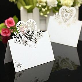img 4 attached to 💖 yueton Pack of 50 Heart-Shaped Hollow Wedding Table Number Cards for Elegant Wedding Party Decoration