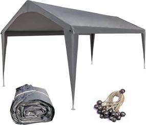 img 4 attached to 🚗 Sunnyglade 10x20 Feet Carport Replacement Top Canopy Cover, Dark Grey - Top Cover with Pole Skirts and Accessories - Car Garage Shelter Tent