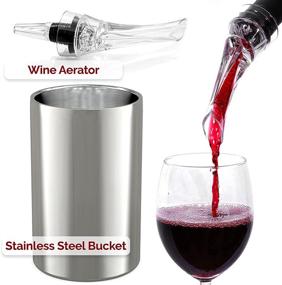 img 2 attached to 🍾 Full Fit Able Wine Chiller Bucket - Stylish Stainless Steel Wine and Champagne Cooler - Double Walled Insulated Wine & Champagne Bucket for 750ml - With Gift Box