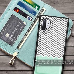 img 3 attached to ELV Wallet Purse Case for Samsung Galaxy Note 10 Plus/Galaxy Note 10 Plus Pro 5G - PU Leather Folio Flip Case with Credit Card Slots, Detachable Case, Back Stand (Mint Green)