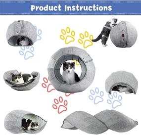 img 3 attached to 🐱 AMJ K·1 Cat Cave Bed Indoor: Foldable Pet Tunnel Tube Beds for Fun-Loving Dogs & Cats