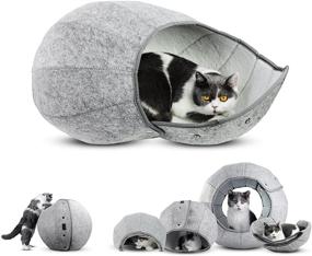 img 4 attached to 🐱 AMJ K·1 Cat Cave Bed Indoor: Foldable Pet Tunnel Tube Beds for Fun-Loving Dogs & Cats