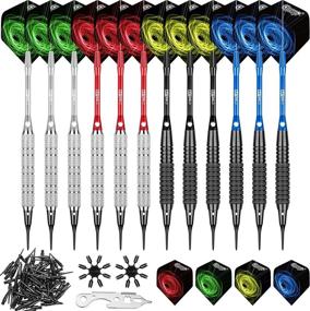 img 4 attached to Complete and Versatile Soft Tip Darts Set: CyeeLife 18&17Grams with 2 Weight Barrels & Designs, 4 Colors Aluminium Shafts, Rubber Rings, 100 Extra Tips, and Dart Tool