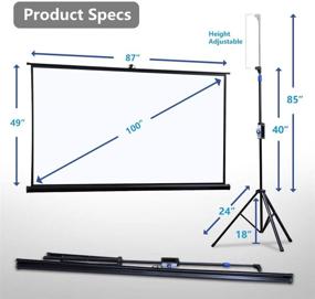 img 1 attached to 🎥 Luckup 100-Inch 16:9 HD Outdoor Movie Projection Screen with Adjustable Tripod Stand for Home Theater, Office Presentation - Black