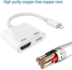 img 1 attached to 🔌 Apple MFi Certified Lightning to HDMI Adapter, 1080P Digital AV Sync Display Connector with Charging Port, Dual Splitter Port Compatible with iPhone 12/SE/11/XS/XR/X/8/7/6, iPad for TV/ HD Monitor