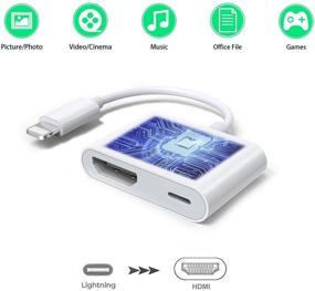 img 3 attached to 🔌 Адаптер Lightning к HDMI, сертифицированный Apple MFi, 1080P цифровой AV Sync Connector с портом зарядки, двойной разъем совместим с iPhone 12/SE/11/XS/XR/X/8/7/6, iPad для телевизора/HD монитора