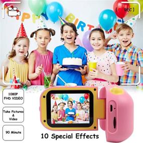 img 3 attached to 📸 Digital Dinosaur Kids Camera: 1080P HD DV Camcorder with 2.4" 270 Degree Rotation Screen and 32GB SD Card - Best Birthday Gift Toys for Age 3-10 Toddler Kids