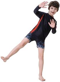 img 2 attached to 🏊 High-Performance Boys Swimsuit Sets: Rash Guard Long Sleeve Swimwear for Boys - Sizes 5-14 Years
