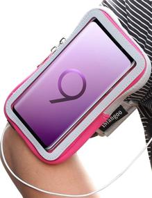 img 4 attached to 📱 iMangoo Galaxy S9 Plus Armband - Universal Phone Pouch for Samsung Galaxy S9 - Running Armband for Outdoor Sports with Key/Card Slot - Arm Band Gym Wrist Bag Touchscreen Sleeve - Pink - for Galaxy S9/S9 Plus Smartphone