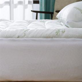 img 2 attached to Bamboo Mattress Topper Cover Queen - Cooling Pillow Top with 1 Pillow Protector - Breathable Extra Plush - Fits 8-20 Inches Deep Mattresses - Rayon - Extra Deep Fitted - Thick & Comfy