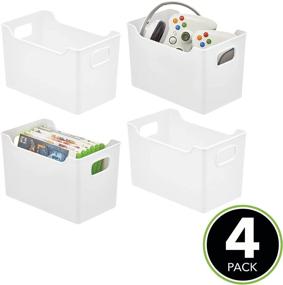 img 3 attached to 📦 Efficient and Versatile mDesign Deep Plastic Storage Organizer Bin for Games and Comics - Ideal for Cabinets, Cupboards, Playrooms, Shelves, or Closets - Holds Video Games, Tablets, DVDs, or Controllers - 4 Pack, White