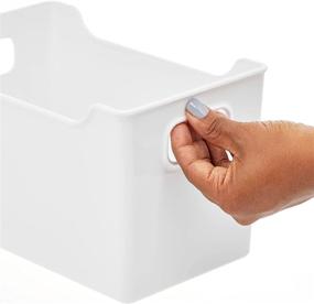 img 1 attached to 📦 Efficient and Versatile mDesign Deep Plastic Storage Organizer Bin for Games and Comics - Ideal for Cabinets, Cupboards, Playrooms, Shelves, or Closets - Holds Video Games, Tablets, DVDs, or Controllers - 4 Pack, White