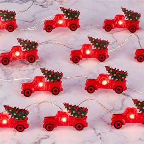 img 4 attached to 🎄 IMPRESS LIFE Christmas Tree Farmhouse Truck String Lights: 10ft, 30 LEDs, Remote Control, Fairy Lights for Party Xmas Tree Decor, Battery & USB Plug-in Powered