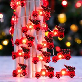 img 2 attached to 🎄 IMPRESS LIFE Christmas Tree Farmhouse Truck String Lights: 10ft, 30 LEDs, Remote Control, Fairy Lights for Party Xmas Tree Decor, Battery & USB Plug-in Powered