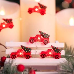 img 1 attached to 🎄 IMPRESS LIFE Christmas Tree Farmhouse Truck String Lights: 10ft, 30 LEDs, Remote Control, Fairy Lights for Party Xmas Tree Decor, Battery & USB Plug-in Powered