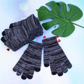img 1 attached to Cooraby Winter Touchscreen Knitted Stretch Men's Accessories and Gloves & Mittens