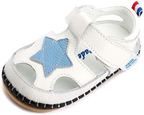 img 4 attached to LONSOEN Кожаные сандалии Walker Toddler Boys' Shoes в стильной модели сандалий