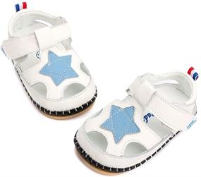 img 1 attached to LONSOEN Кожаные сандалии Walker Toddler Boys' Shoes в стильной модели сандалий