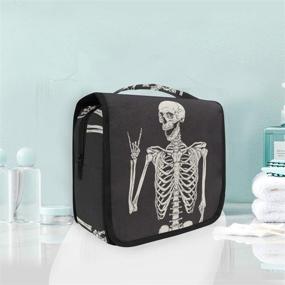 img 3 attached to 💀 Skeleton Skull Hanging Toiletry Bag - Halloween Gothic Skull Makeup Travel Cosmetic Pouch Organizer for Accessories Kit, Bathroom Shower, Toiletries - Great Gifts for Women, Men, Kids, Boys, Girls