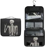 💀 skeleton skull hanging toiletry bag - halloween gothic skull makeup travel cosmetic pouch organizer for accessories kit, bathroom shower, toiletries - great gifts for women, men, kids, boys, girls logo