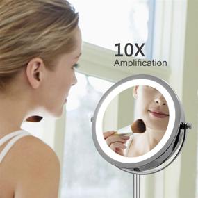 img 1 attached to 🔍 Elimko LED Lighted Magnifying Mirror 10x, Double Sided Tabletop Makeup Mirror with 360-Degree Rotation for 1X or 10X Magnification