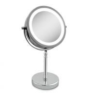 🔍 elimko led lighted magnifying mirror 10x, double sided tabletop makeup mirror with 360-degree rotation for 1x or 10x magnification logo