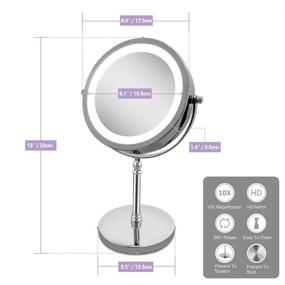 img 3 attached to 🔍 Elimko LED Lighted Magnifying Mirror 10x, Double Sided Tabletop Makeup Mirror with 360-Degree Rotation for 1X or 10X Magnification