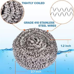 img 3 attached to Powerful 6 Pack Stainless Steel Wool Scrubber Sponge 💪 for Heavy Duty Cleaning of Dishes, Pots, Stovetops and Kitchenware