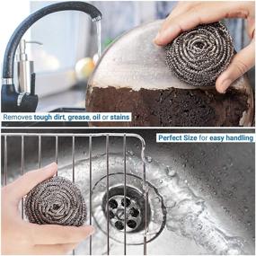 img 2 attached to Powerful 6 Pack Stainless Steel Wool Scrubber Sponge 💪 for Heavy Duty Cleaning of Dishes, Pots, Stovetops and Kitchenware