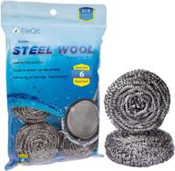 powerful 6 pack stainless steel wool scrubber sponge 💪 for heavy duty cleaning of dishes, pots, stovetops and kitchenware logo