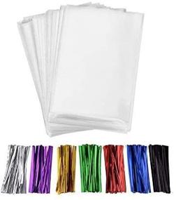 img 2 attached to 📦 200 Pieces of 10x6 inch Clear Flat Cellophane Treat Bags (1.4mil) - Ideal for Bakery, Cookies, Candies, Desserts - Includes Five Random Color Twist Ties