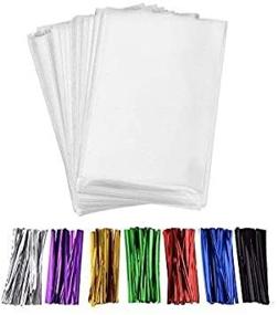 img 3 attached to 📦 200 Pieces of 10x6 inch Clear Flat Cellophane Treat Bags (1.4mil) - Ideal for Bakery, Cookies, Candies, Desserts - Includes Five Random Color Twist Ties