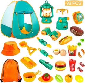 img 4 attached to 🏕️ KAQINU Pretend Toddler Camping Outdoor Set