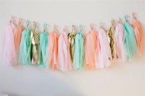 img 2 attached to 🎉 16 Handmade Mint Pink Gold Apricot Tissue Paper Tassels - Perfect for Party, Wedding, Garland, Bunting, Pom Pom by Originals Group