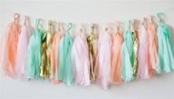 🎉 16 handmade mint pink gold apricot tissue paper tassels - perfect for party, wedding, garland, bunting, pom pom by originals group logo