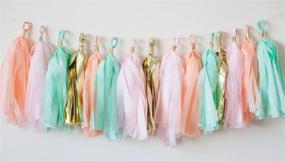 img 3 attached to 🎉 16 Handmade Mint Pink Gold Apricot Tissue Paper Tassels - Perfect for Party, Wedding, Garland, Bunting, Pom Pom by Originals Group