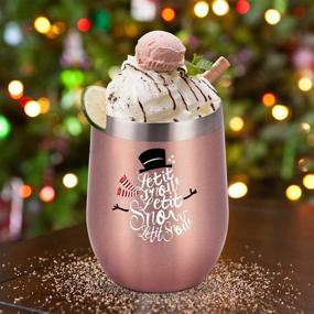 img 2 attached to ❄️ Snowman Christmas Wine Tumbler - 12 Oz Stainless Steel - Perfect Gift for Xmas, Weddings, and Parties - Rose Gold