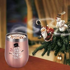 img 3 attached to ❄️ Snowman Christmas Wine Tumbler - 12 Oz Stainless Steel - Perfect Gift for Xmas, Weddings, and Parties - Rose Gold