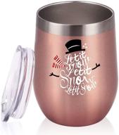 ❄️ snowman christmas wine tumbler - 12 oz stainless steel - perfect gift for xmas, weddings, and parties - rose gold логотип