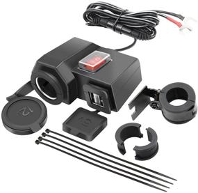 img 4 attached to iMESTOU Motorcycle Handlebar USB Phone Charger Adapter - Dual USB Ports with Waterproof Power Switch, 5V 2.1A Output, and 12V Car Cigarette Lighter Outlet Socket