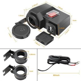 img 1 attached to iMESTOU Motorcycle Handlebar USB Phone Charger Adapter - Dual USB Ports with Waterproof Power Switch, 5V 2.1A Output, and 12V Car Cigarette Lighter Outlet Socket