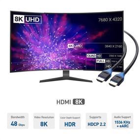 img 2 attached to Cable Matters 3-Pack 48Gbps Ultra HD 8K HDMI Cable 6.6 ft / 2m - 8K @120Hz, 4K @240Hz, HDR Support - PS5, Xbox Series X/S, RTX3080 / 3090, RX 6800/6900, Apple TV, and More