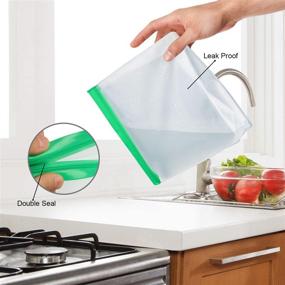 img 1 attached to 👜 Leakproof Reusable Gallon Storage Bags - 4 Pack Stand Up Freezer Bags - Perfect for Marinating, Snacks, Sandwiches, Fruits, Travel, Cereal, Veggies, and Home Organization