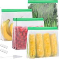 👜 leakproof reusable gallon storage bags - 4 pack stand up freezer bags - perfect for marinating, snacks, sandwiches, fruits, travel, cereal, veggies, and home organization логотип