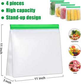 img 3 attached to 👜 Leakproof Reusable Gallon Storage Bags - 4 Pack Stand Up Freezer Bags - Perfect for Marinating, Snacks, Sandwiches, Fruits, Travel, Cereal, Veggies, and Home Organization