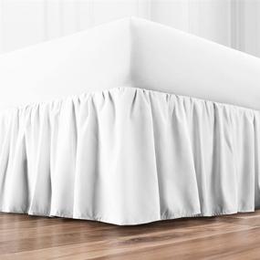 img 1 attached to 🛏️ Zen Home Luxury Ruffled Bed Skirt - 1500 Series Brushed Microfiber with Bamboo Blend - Eco-Friendly Dust Ruffle with 15" Drop - Queen Size - White